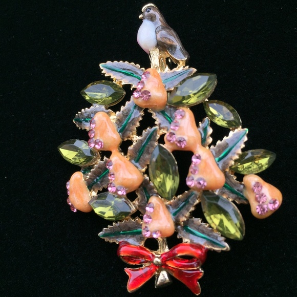 Jewelry - 12 DAYS CHRISTMAS TREE PARTRIDGE PEAR PIN BROOCH
